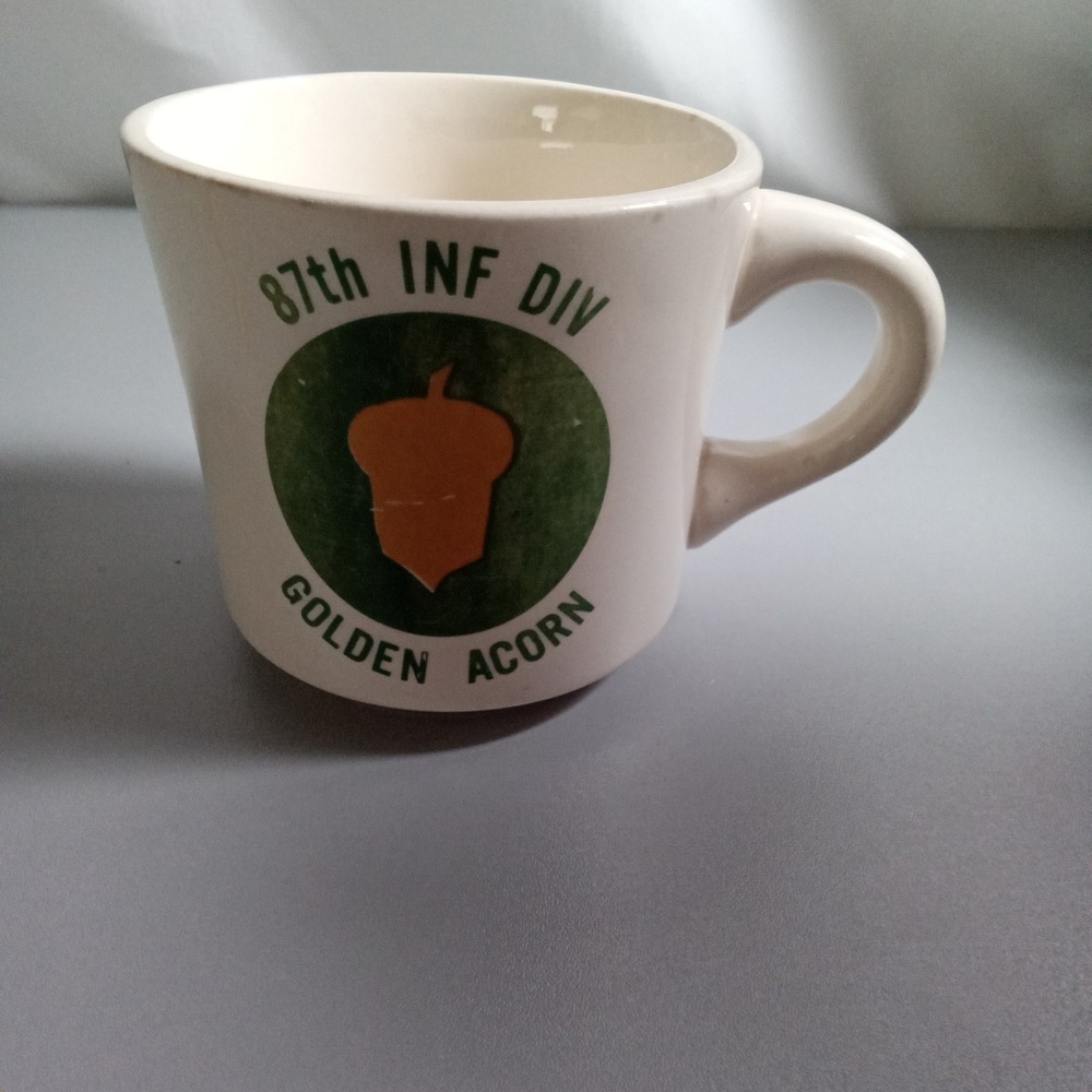 Vintage 87th INF DIV Golden Acorn 1972 Reunion Mug Fort Jackson Ben Silver